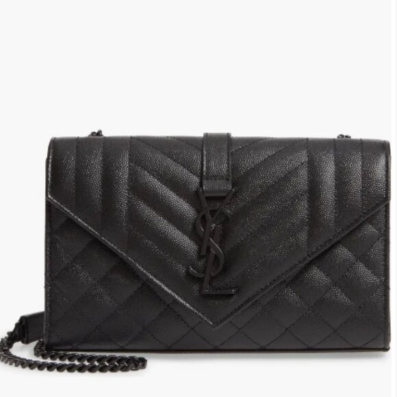 NWT Saint Laurent Small Leather Envelope Bag Noir Black - Picture 1 of 13